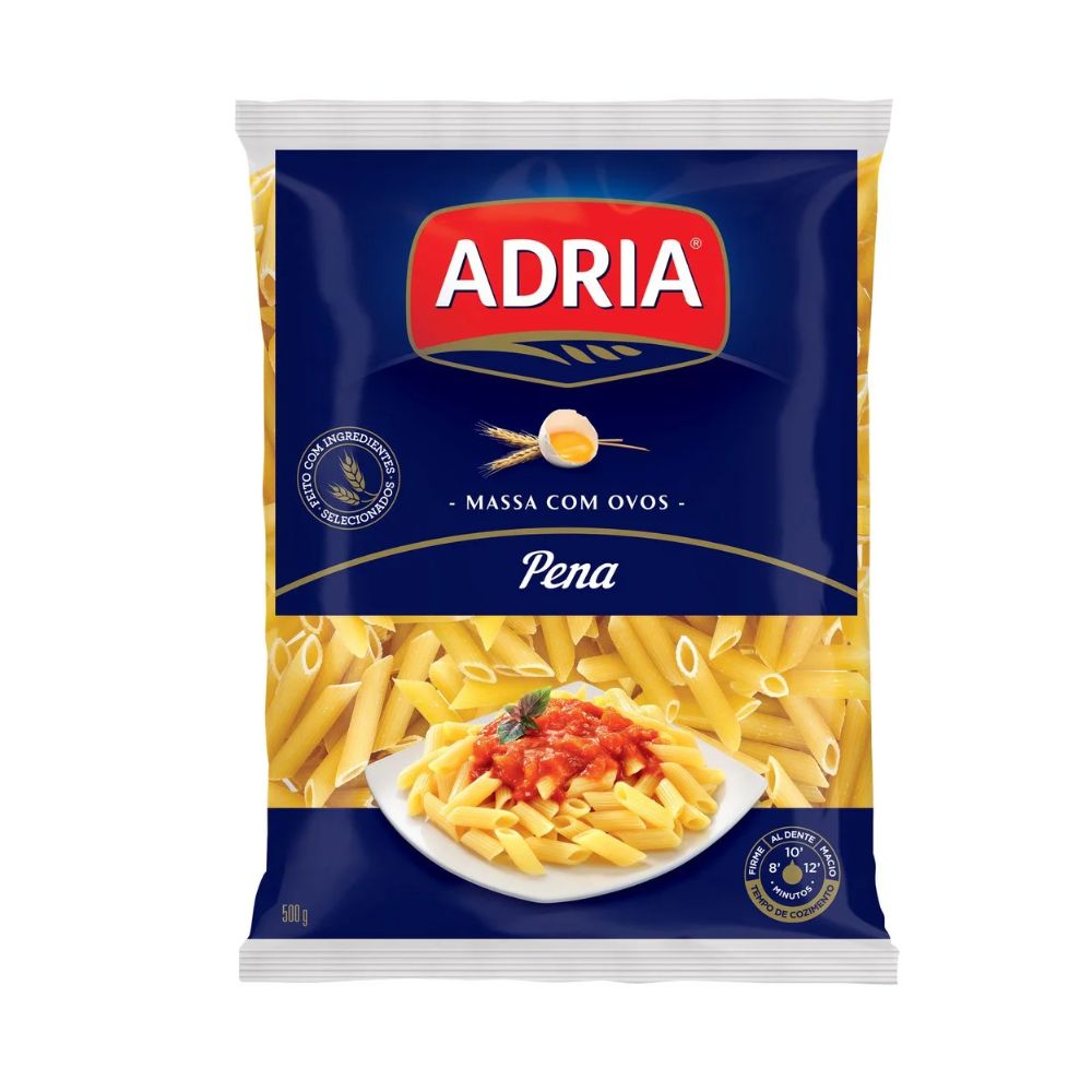 Adria Traditional Penne Pasta Macarrão Pena, 500 g / 1.1 lb Bag