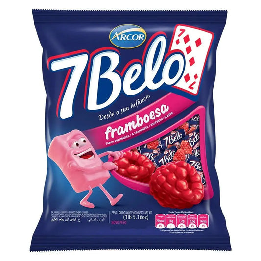 Arcor 7 Belo Bala Sabor Framboesa, Saco de 500 g / 1,1 lb