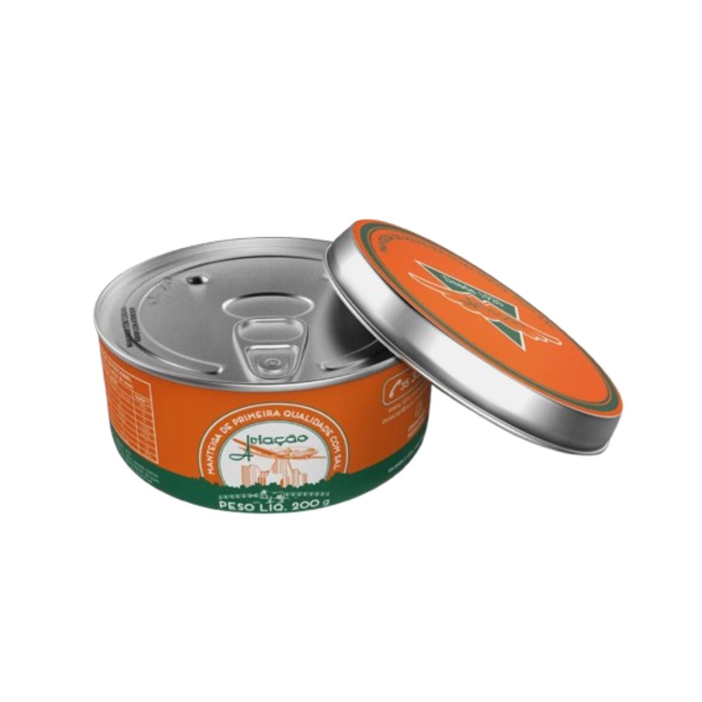 Aviacao Manteiga Salted Butter, Rich and Creamy, 200 g / 7.05 oz can