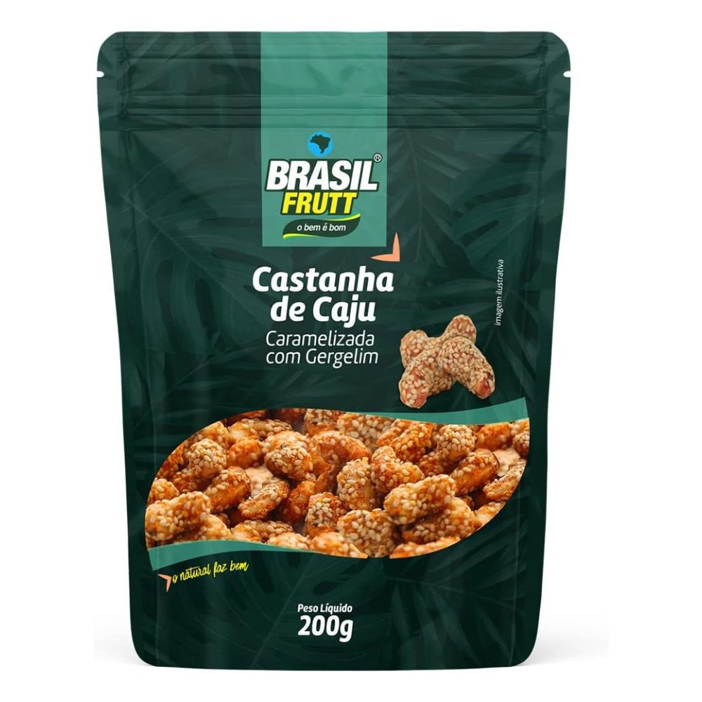 Brasil Frutt Caramelized Cashew Nuts with Sesame, 200 g / 7 oz Bag