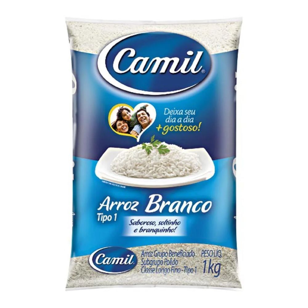 Camil Agulhinha Type 1 White Rice, 1 kg / 2.2 lb Bag