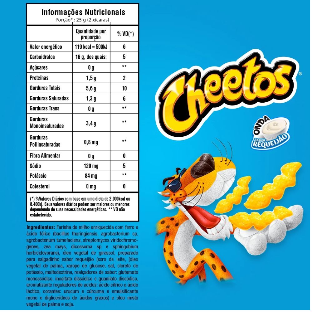 Cheetos Onda Corn Snack Requeijão Cheese Flavor, 75 g / 2.6 oz Bag