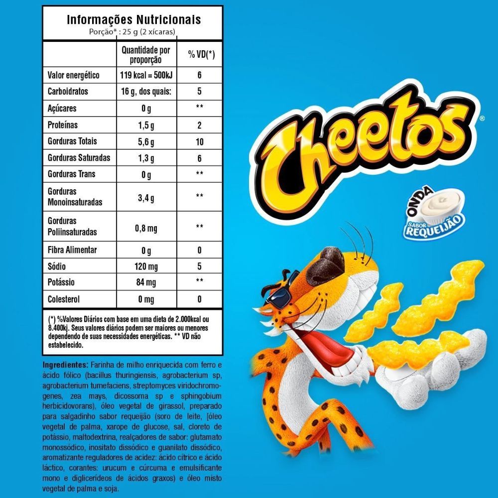 Cheetos Onda Requeijão Salty Snack, 122 g / 4.3 oz Bag