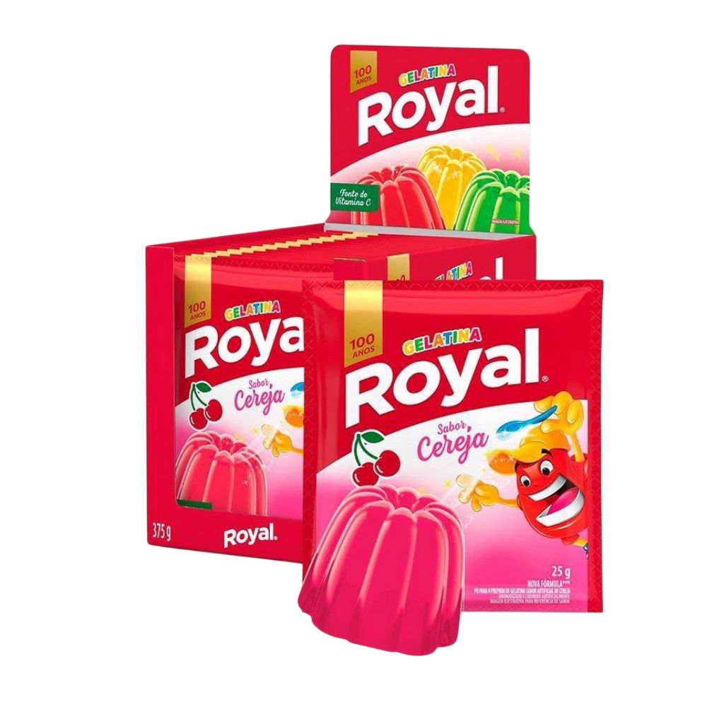 Royal Cherry Gelatin Powder, 375 g / 13.22 oz (Box of 15 Units)