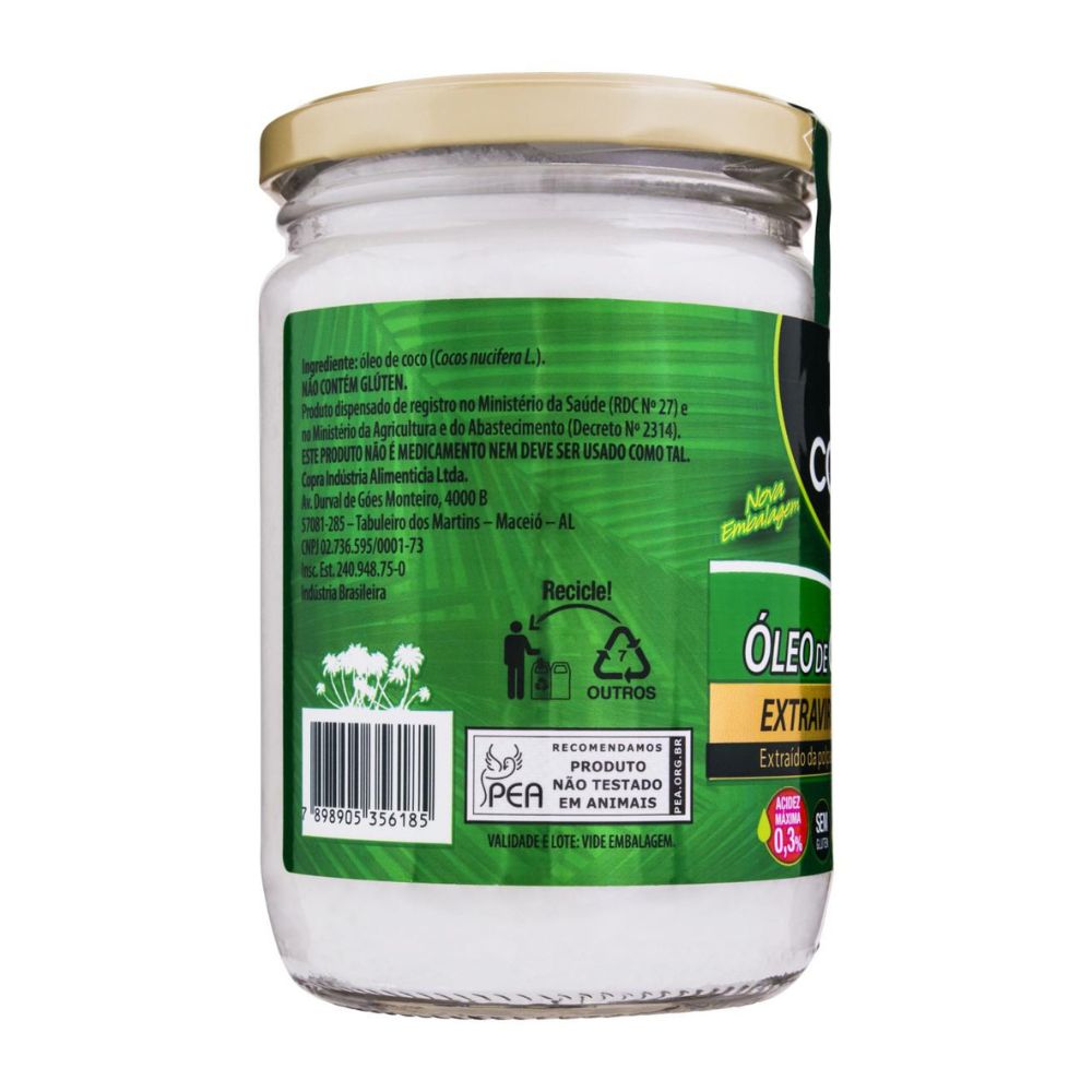 Copra Aceite de coco virgen extra, botella de vidrio, 500 ml