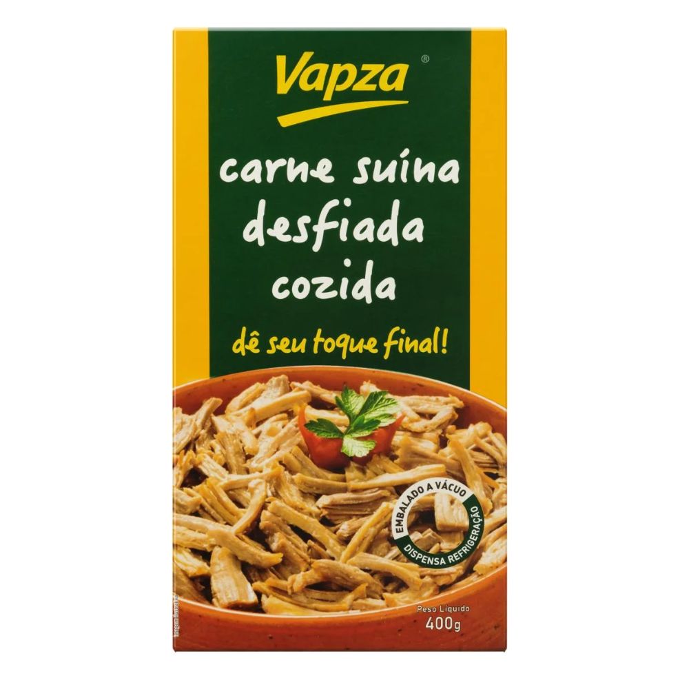 Vapza Shredded Cooked Pork Carne Suína Desfiada, 400 g / 14.1 oz