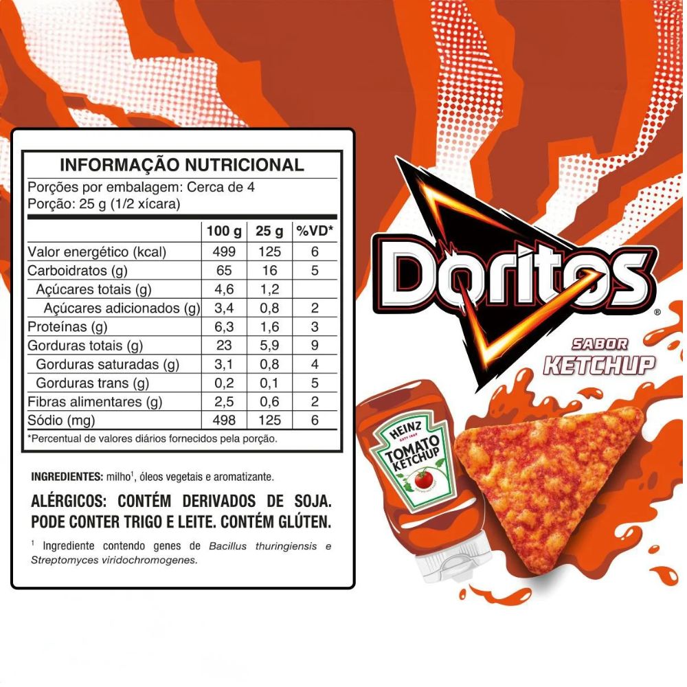 Doritos Ketchup Flavored Chips Salgadinho, 110 g / 3.88 oz Bag