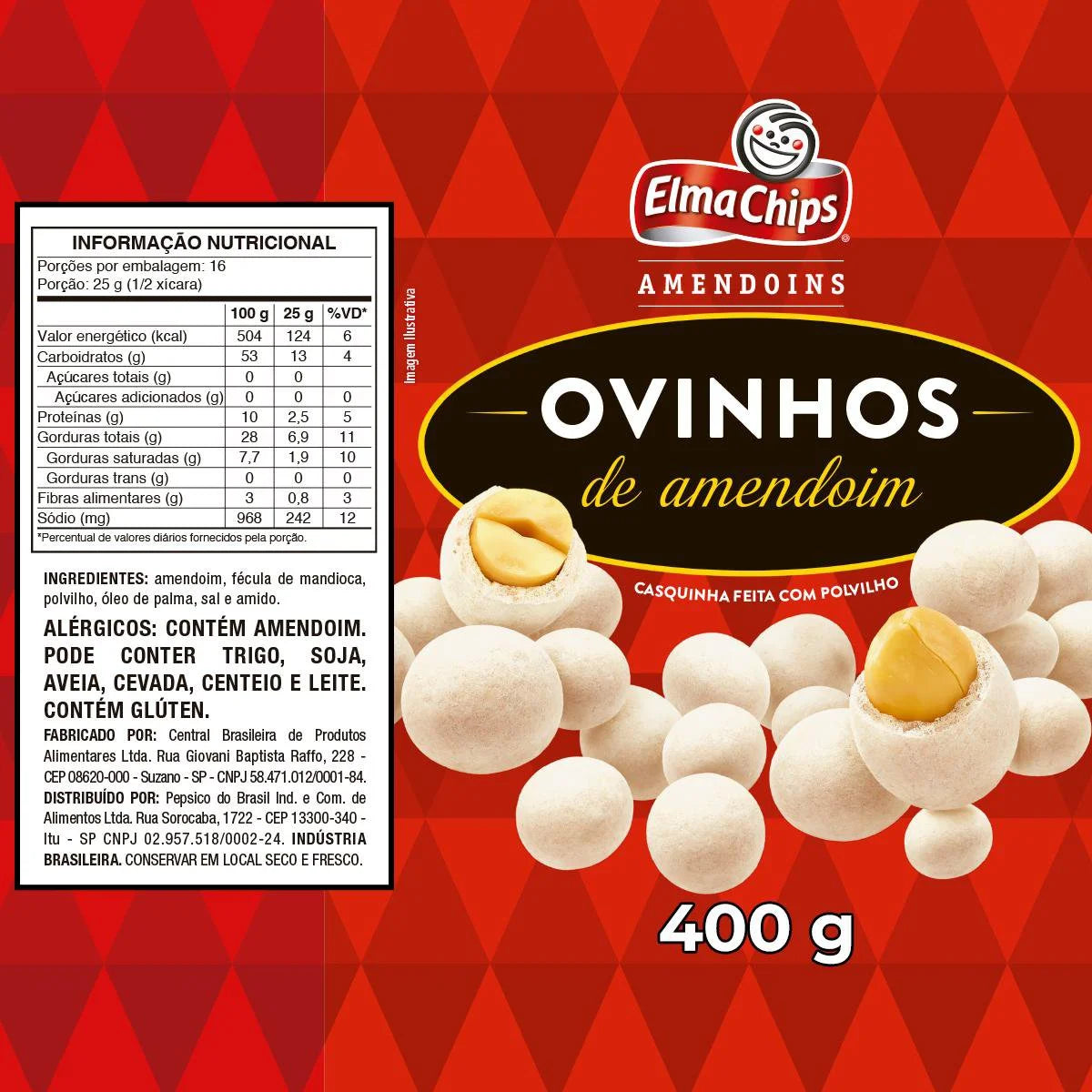 Elma Chips Ovinhos de Amendoim, 400 g / 14.1 oz Bag