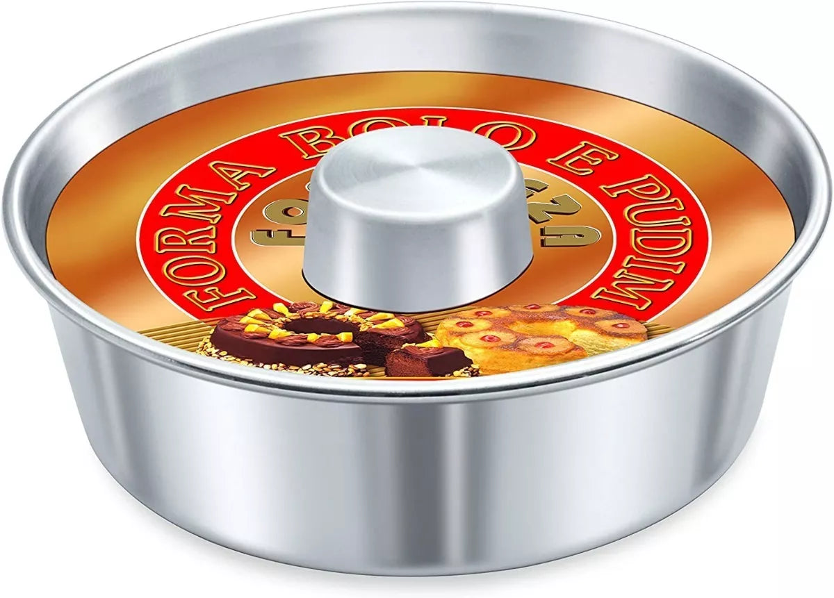 Fortaleza Polished Aluminum Baking Pan - Canudo Shape, 24 cm / 9.4 in Diameter