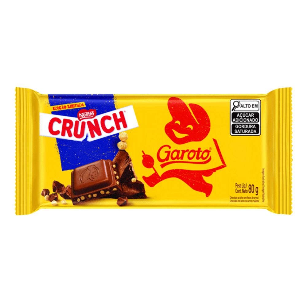 Garoto Crunch Milk Chocolate Bar, 80 g / 2.8 oz
