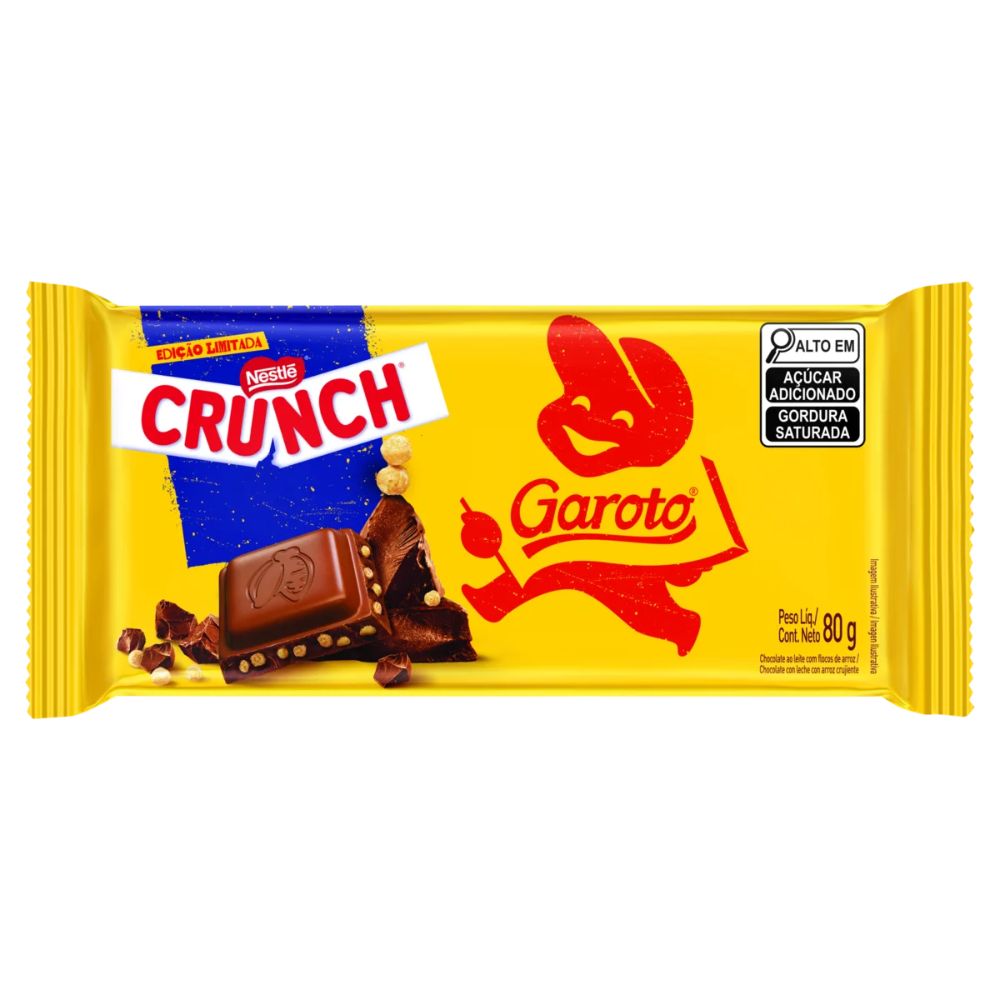 Garoto Crunch Chocolate ao Leite, Pacote de 80 g / 2,8 Onças