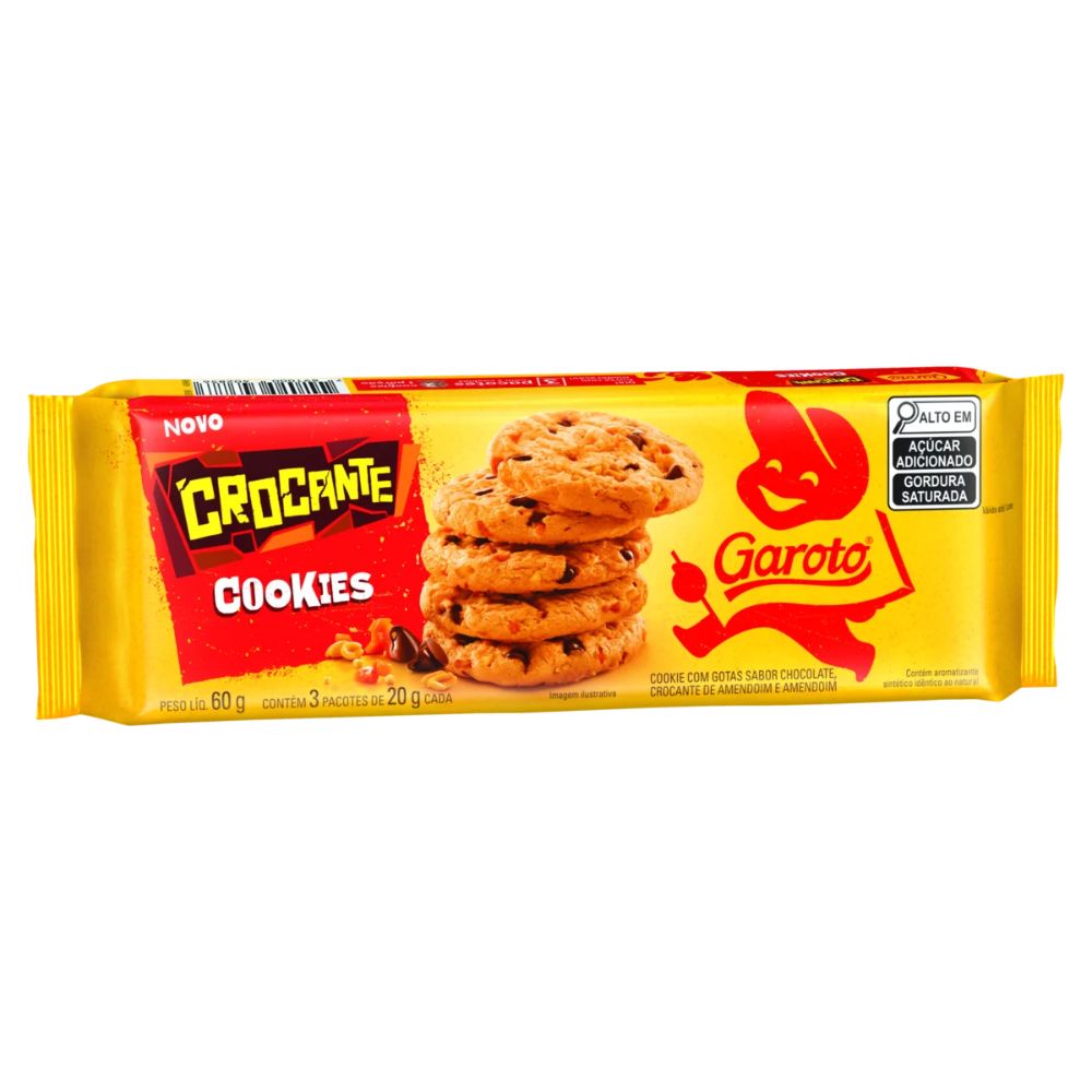 Garoto Crunchy Chocolate Chip Cookie, 60 g / 2.1 oz Pack