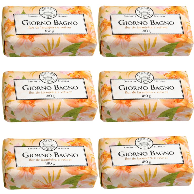 Giorno Bagno Bar Soap, Orange Blossom & Vetiver Scent, 180 g / 6.3 oz (pack of 6)