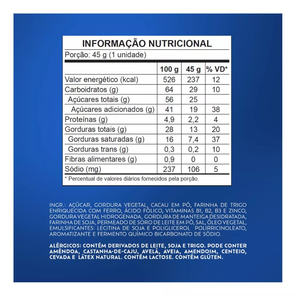Lacta Bis Xtra Barra de chocolate preto, 45 g / 1,6 oz