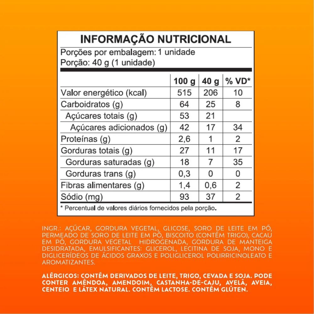 Lacta Barra de Chocolate 5 Estrelas, 40 g