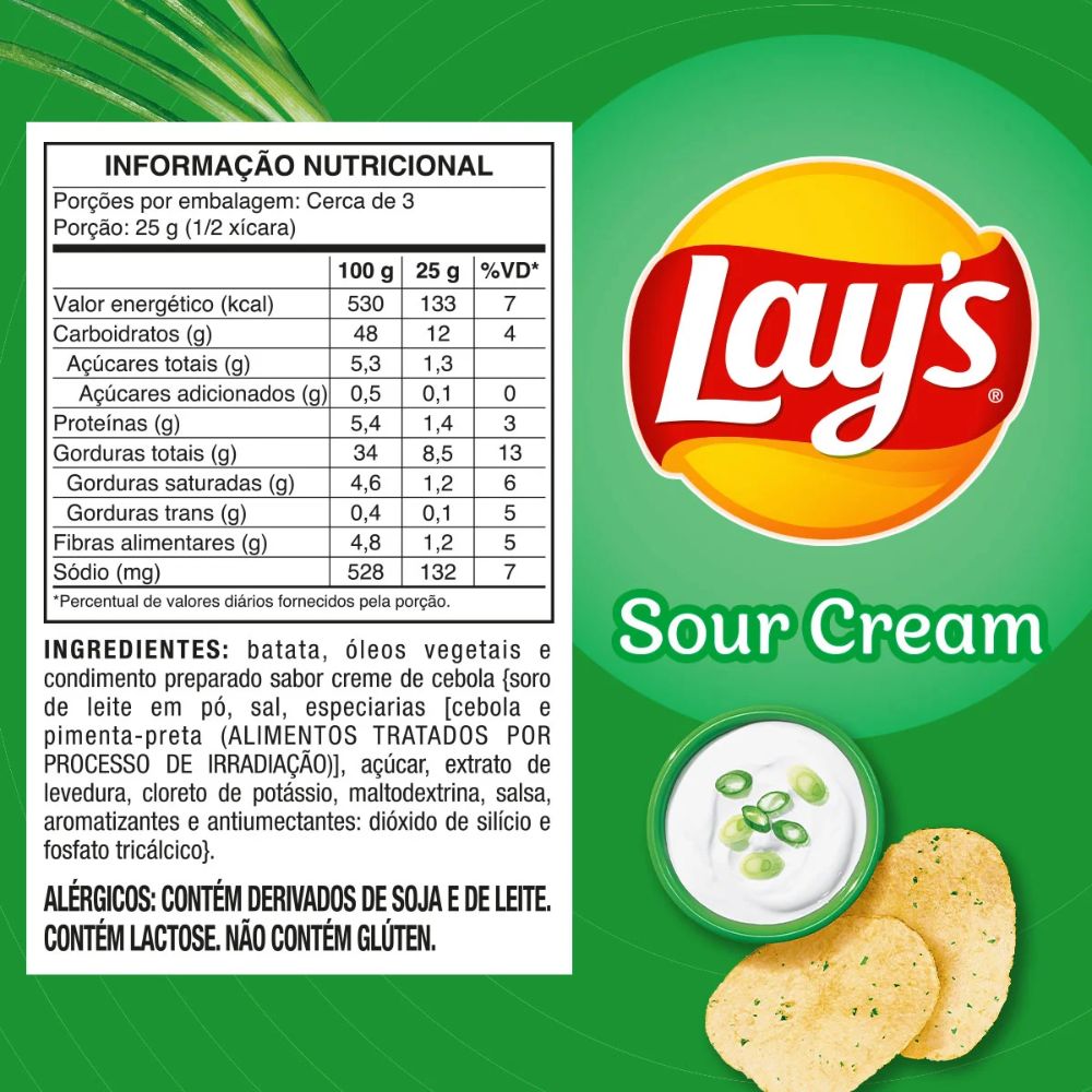 Lay's Onion Cream Flavored Chips, 70 g / 2.5 oz Bag