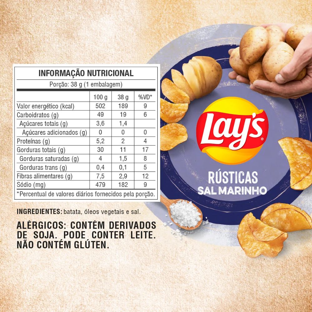 Lay's Rustic Salted Potato Chips, 68 g / 2.4 oz Bag