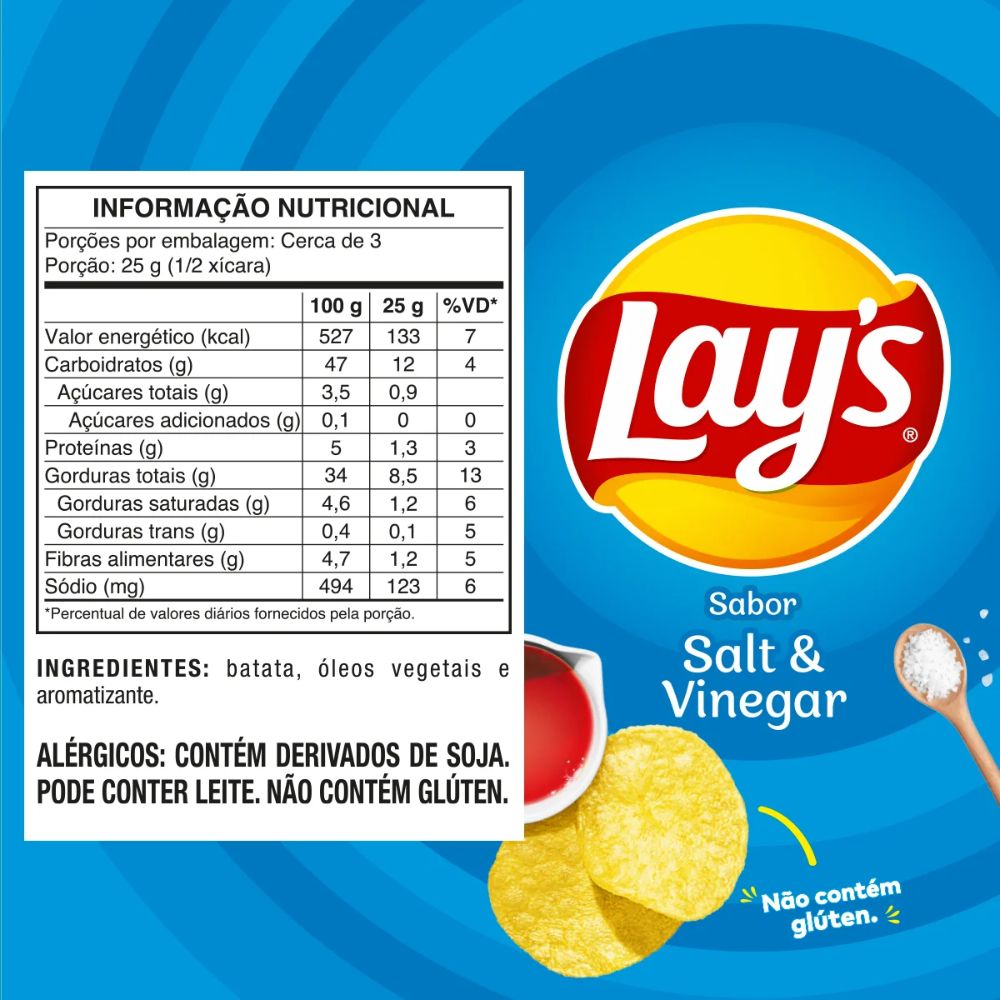 Lay's Salt & Vinegar Crisps, 70 g / 2.46 oz Bag
