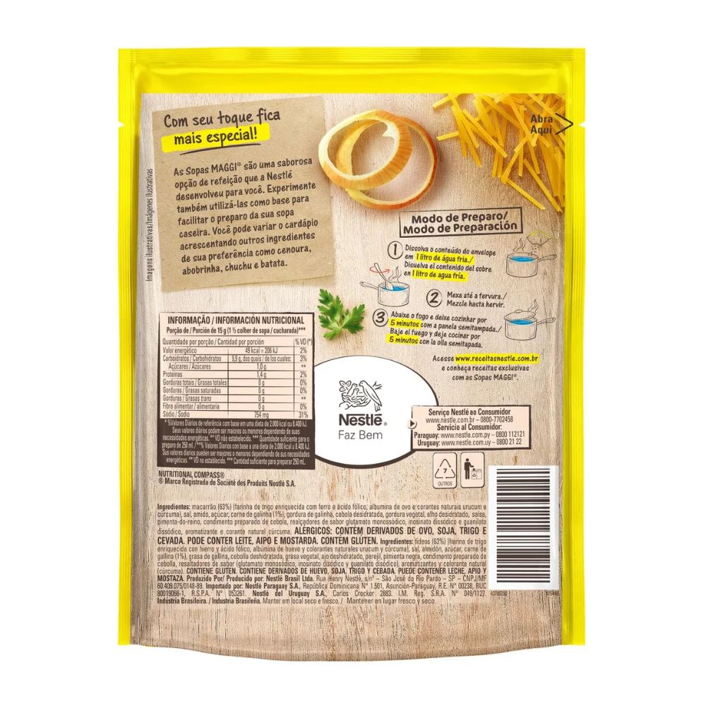 Maggi Chicken Noodle Soup Galinha com Fidelini, 60 g / 2.1 oz sachet