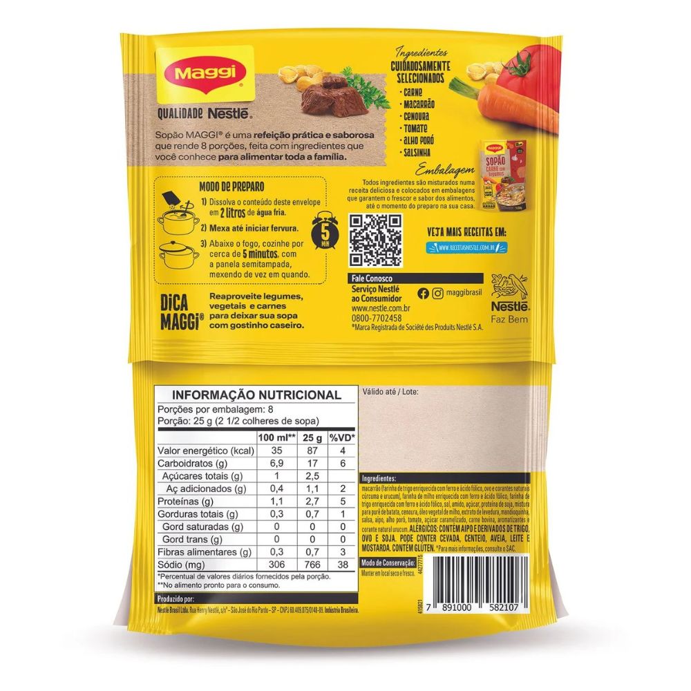 Maggi Sopão Beef with Vegetables Soup Mix, 200 g / 7 oz