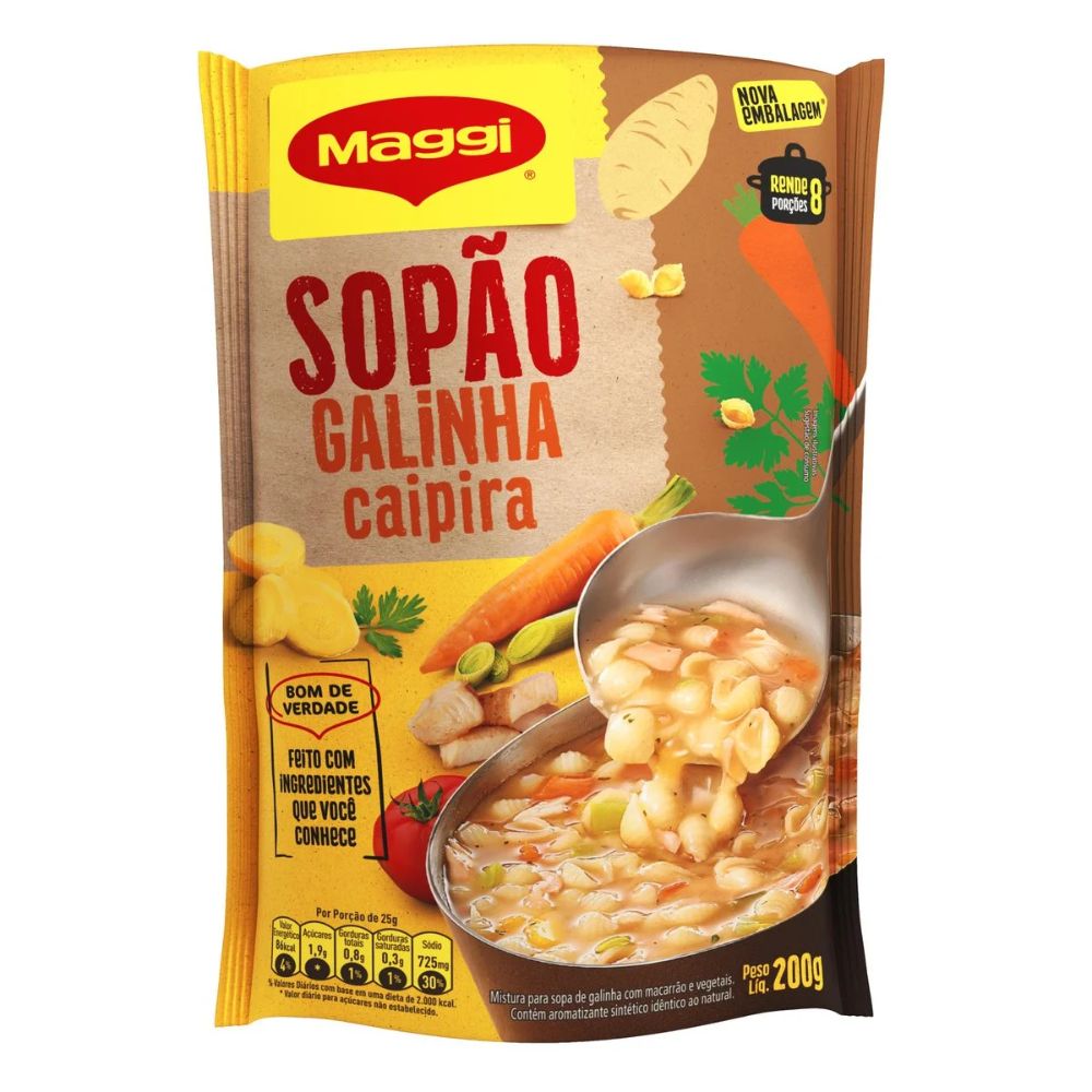 Maggi Sopão Galinha Caipira Chicken Soup Mix, 200 g / 7 oz Pack