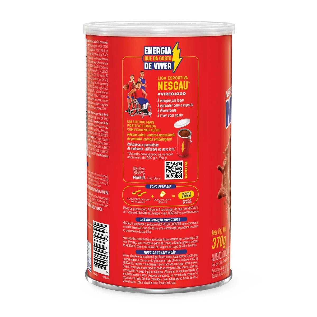 NESCAU Chocolate Powder Drink Mix Achocolatado em Pó, 370 g / 13 oz Canister