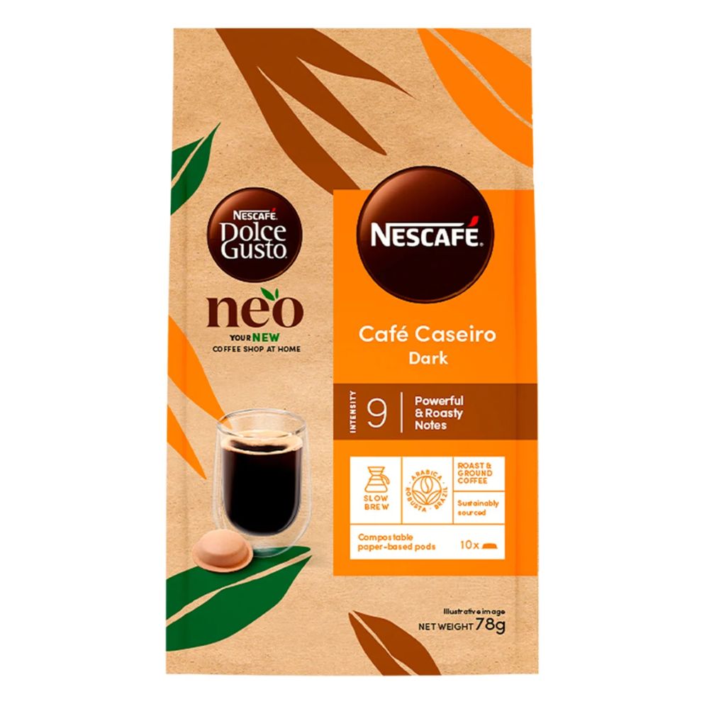 Nescafé Dolce Gusto Cápsulas de Café Torrado Escuro Moído, Caixa de 78 g / 2,8 oz, 10 Unidades