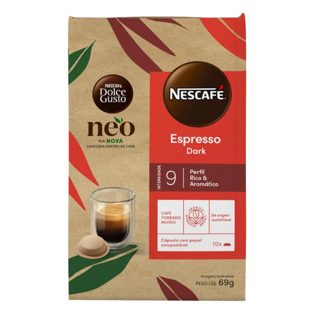 Nescafé Dolce Gusto Espresso Cápsulas de Café Tostado Oscuro, Paquete de 69 g / 2,4 oz (10 Cápsulas)