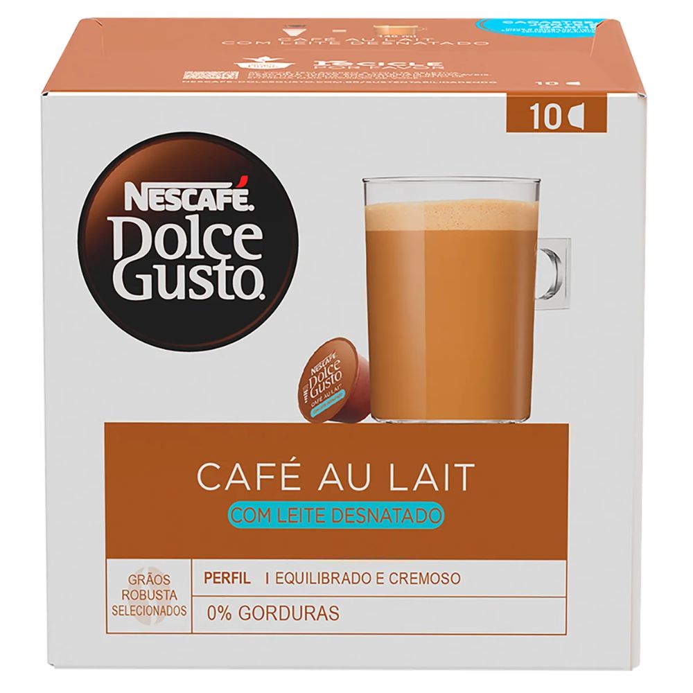Nescafé Dolce Gusto Low-Fat Café au Lait Capsules, 100 g / 3.53 oz - Box of 10 Units