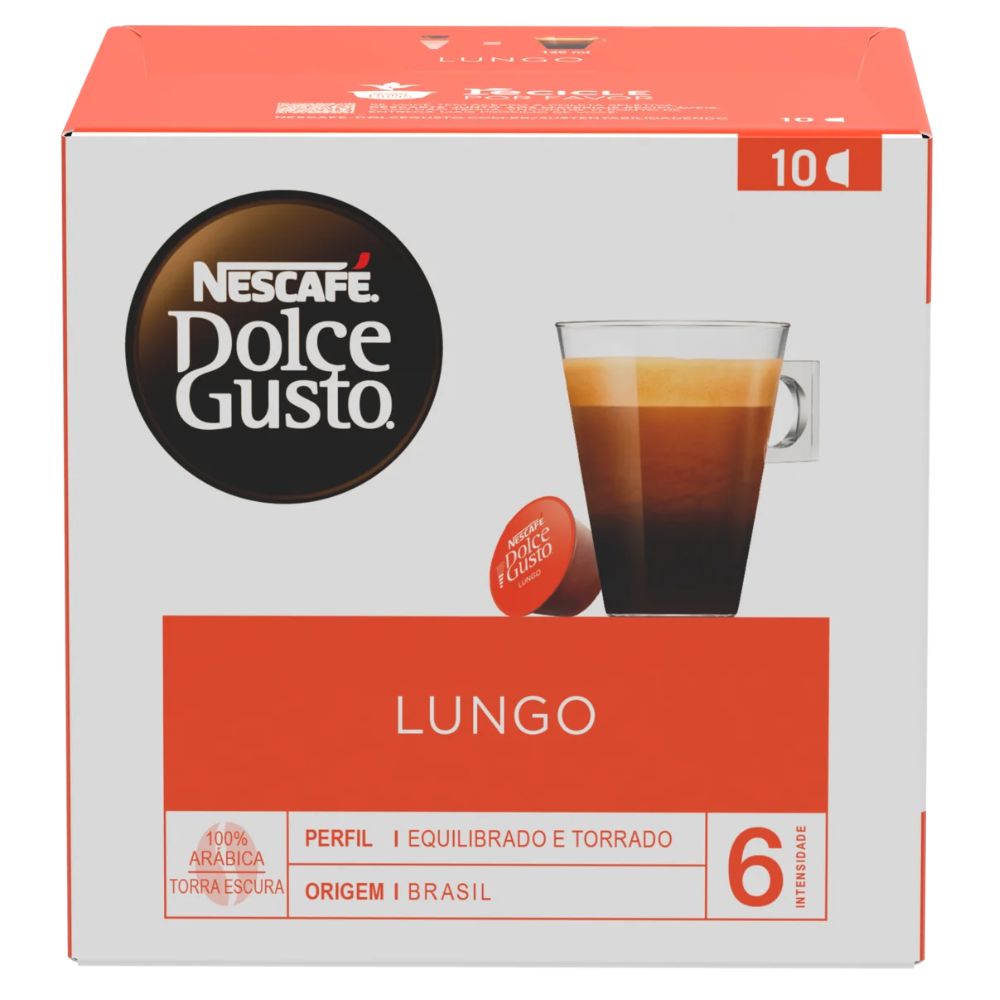 Nescafé Dolce Gusto Lungo Ground Coffee Capsules, 70g / 2.46 oz Box of 10 Capsules