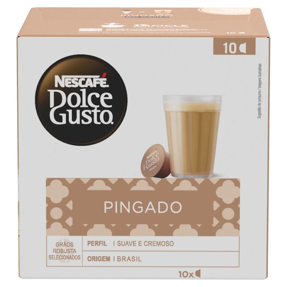 Nescafé Dolce Gusto Pingado Coffee with Milk Capsule, 140 g / 4.9 oz Box, 10 Units
