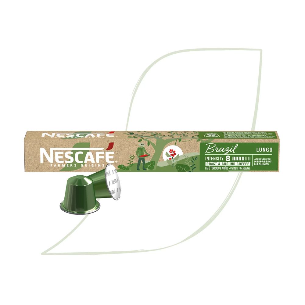 Nescafé Farmers Origins Lungo Brazil Roasted & Ground Coffee Capsules, Box 44 g / 1.55 oz (10 Units)
