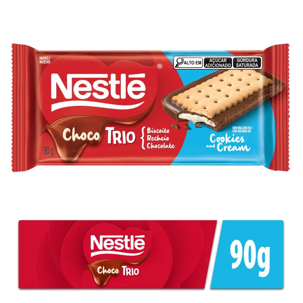 Nestlé Chocotrio Cookies Cream Barra de Chocolate, 90 g / 3,17 oz