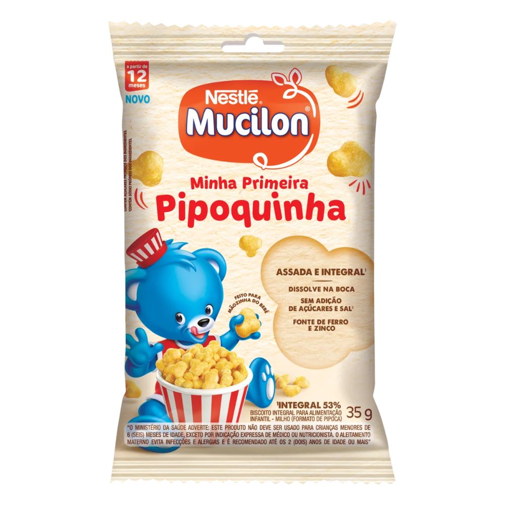 Nestlé Mucilon Minha Primeira Pipoquinha Whole Grain Corn Biscuit, 35 g / 1.23 oz Pack