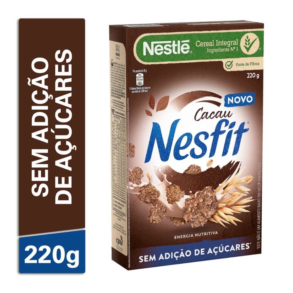 Nestlé Nesfit con Cacao Cereales Para el Desayuno, Sin Azúcar Añadido, Caja de 220 g / 7,7 oz