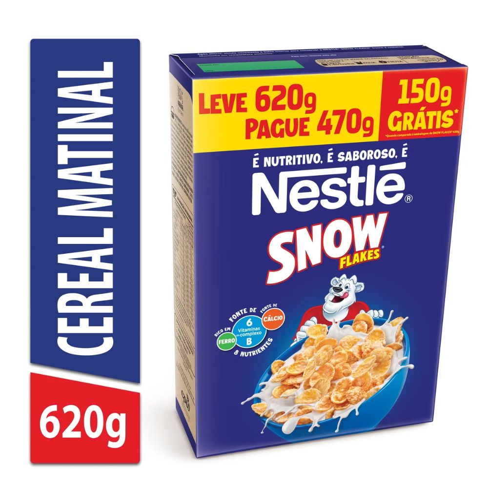 Nestlé Snow Flakes Cereales Para el Desayuno, Caja de 620 g / 21,9 oz