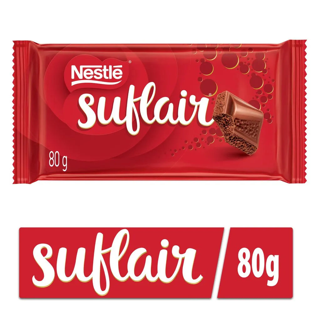 Nestlé Suflair Barra de chocolate con leche aireada, paquete de 80 g / 2,8 oz