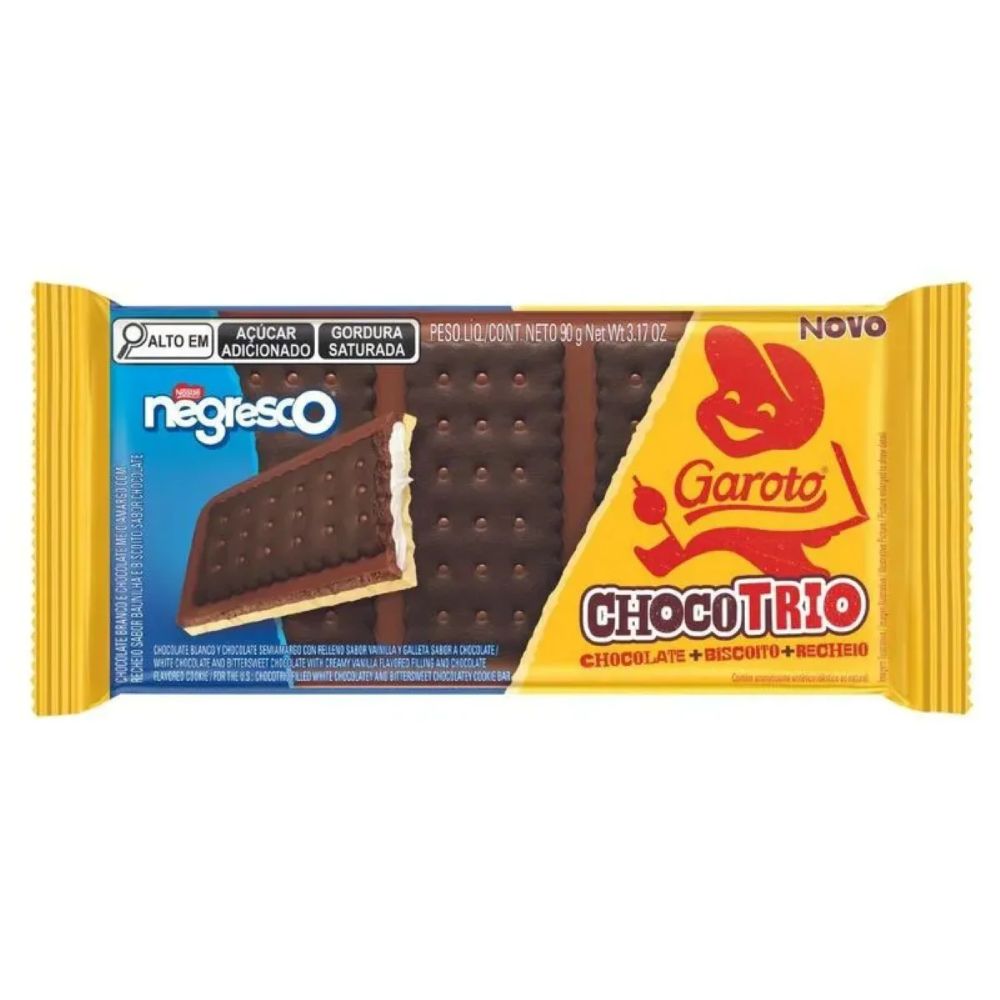 Nestré Chocotrio Garoto Negresco Barra de Chocolate, 90 g / 3,17 Onças