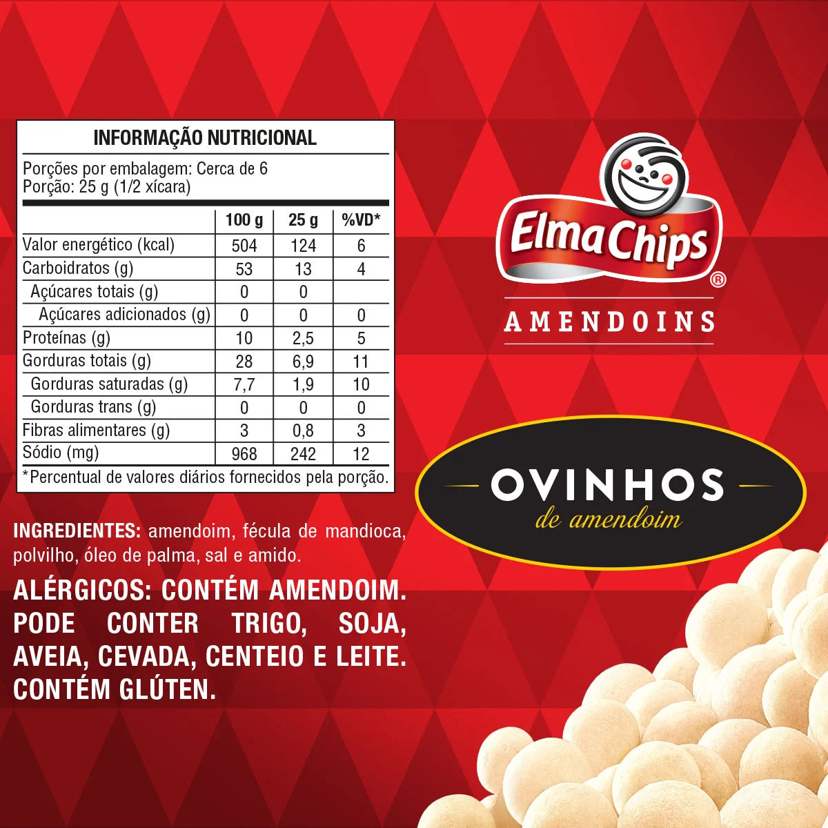 Elma Chips Ovinho Opa Manix Amendoim Saborizado, 145 g / 5.1 oz Bag