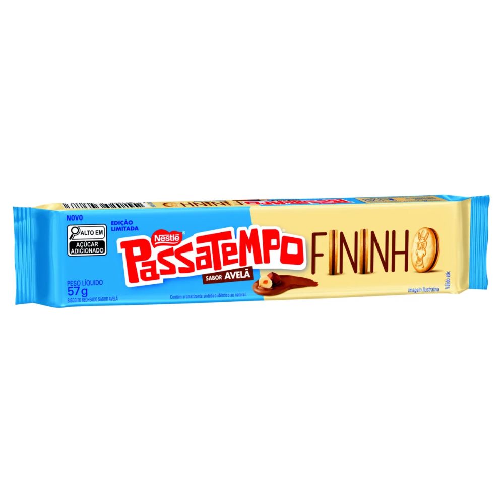 Passatempo Fininho Hazelnut Filled Biscuit Cookies, 57 g / 2 oz Pack