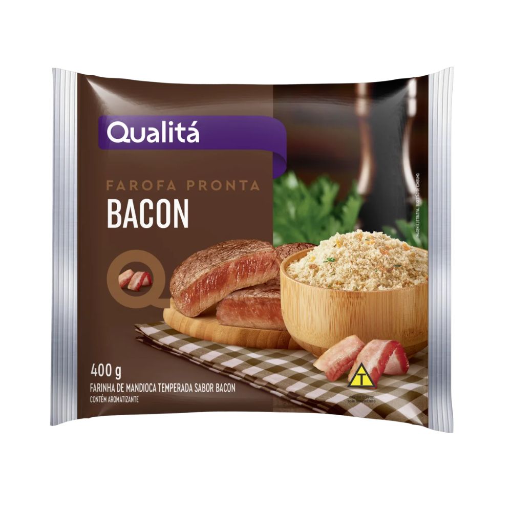 Qualitá Bacon Cassava Flour Farofa, 400 g / 14.1 oz bag