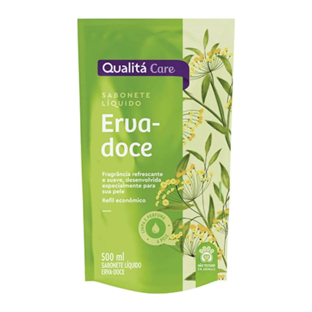 Qualitá Care Liquid Soap Sweet Herb, 500 ml / 16.9 fl oz Refill Pouch – Economical Pack