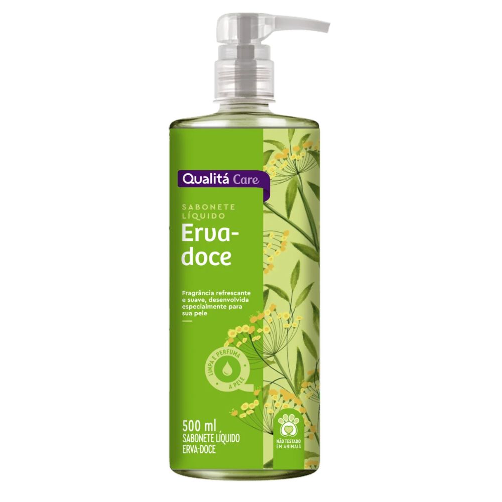 Qualitá Care Sweet Fennel Liquid Soap, 500 ml / 16.9 fl oz bottle