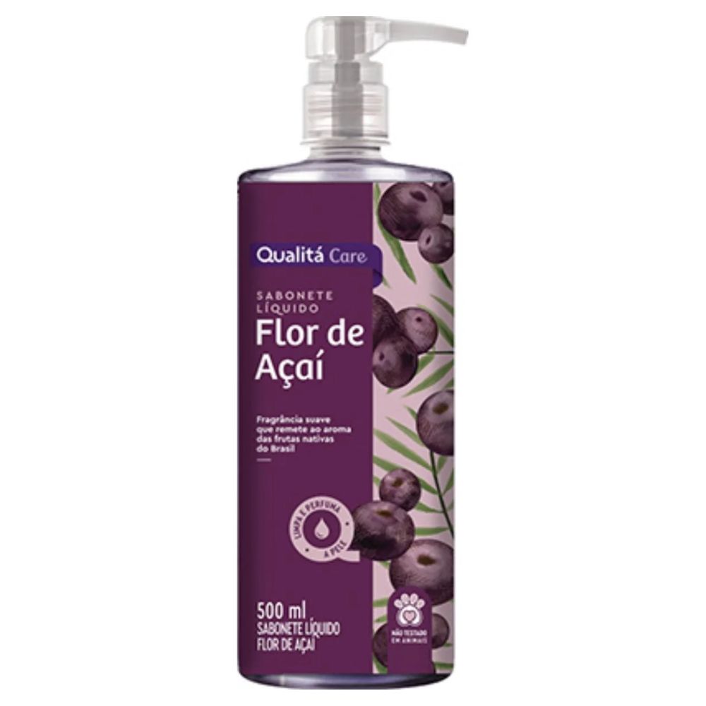 Qualitá Care Açaí Flower Liquid Soap, 500 ml / 16.9 oz Bottle