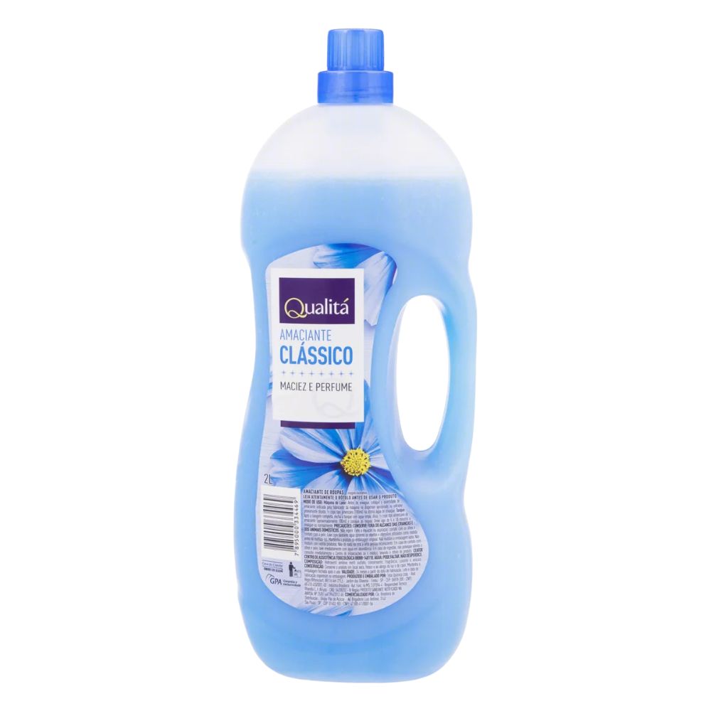 Qualitá Classic Fabric Softener Amaciante de Roupa, 2 L / 67.6 fl oz Bottle