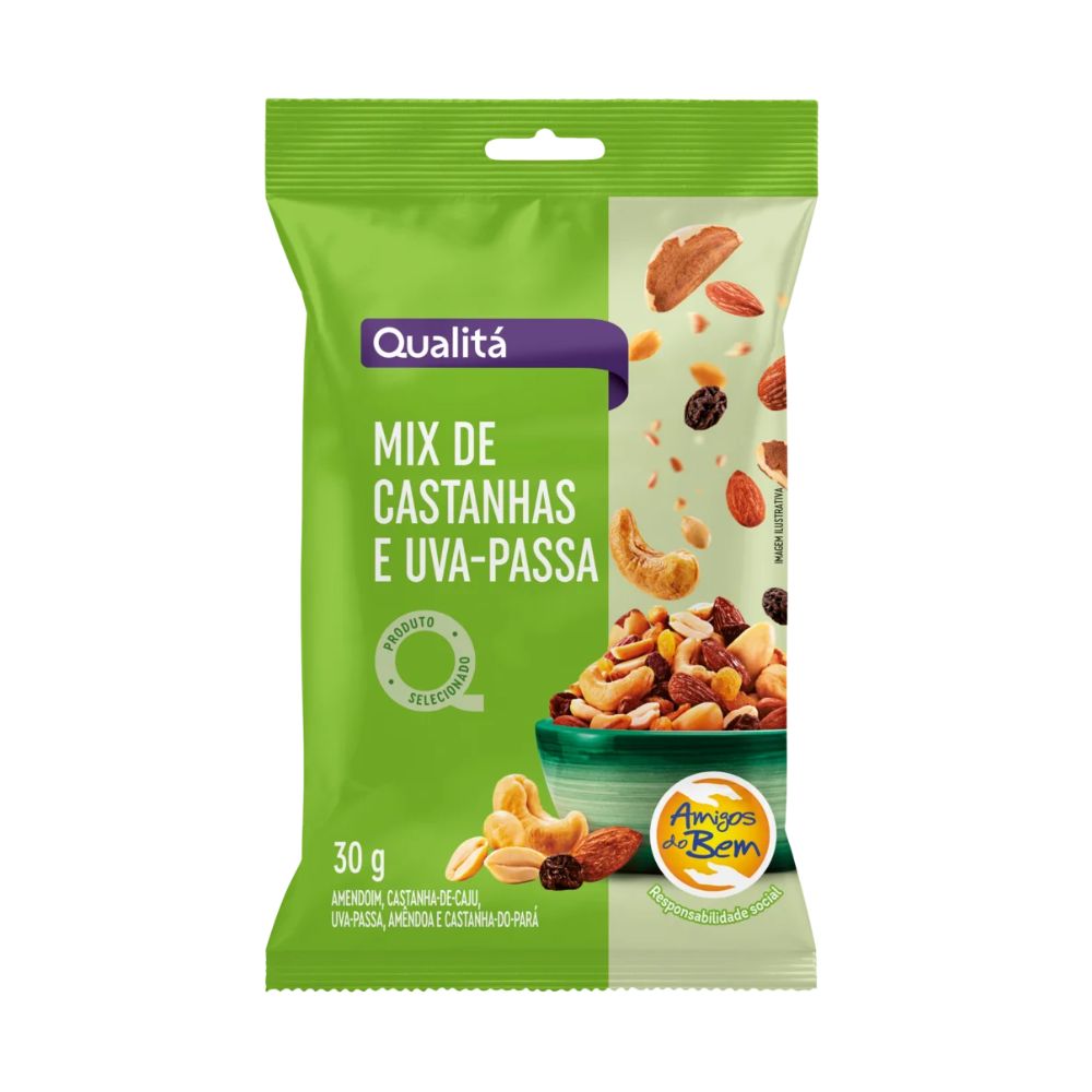 Qualitá Mixed Nuts & Raisins Snack, 30 g / 1.06 oz pack
