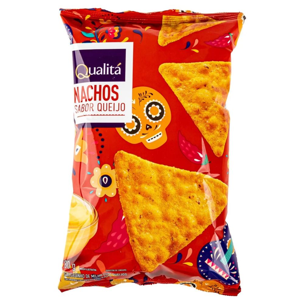 Qualitá Nacho Cheese Corn Snack Salgadinho de Milho, 80 g / 2.8 oz bag