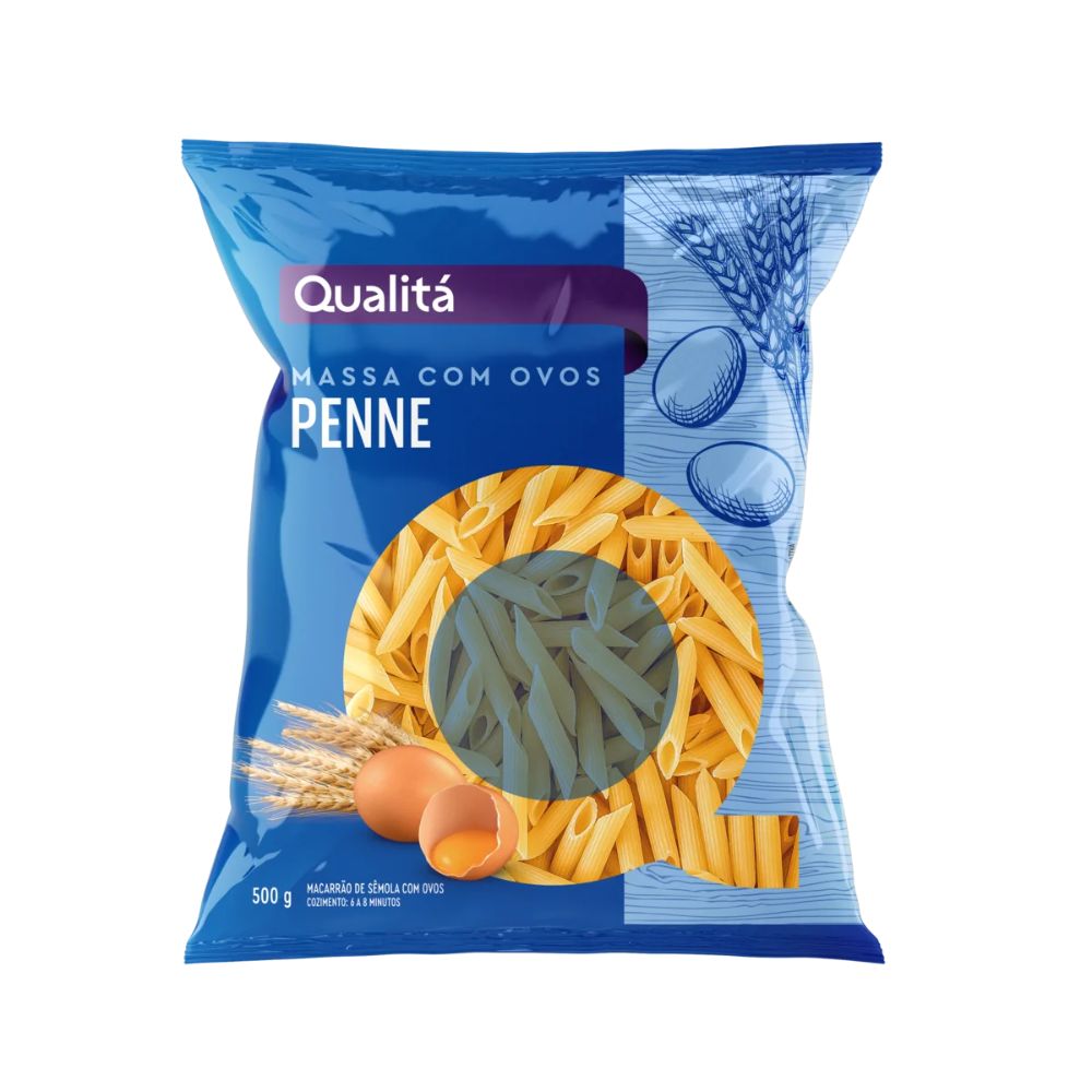 Qualitá Semolina Pasta with Eggs Penne, 500 g / 17.6 oz bag