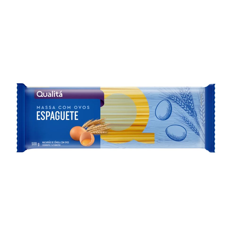 Qualitá Semolina Spaghetti Pasta with Eggs, 500 g / 17.6 oz bag