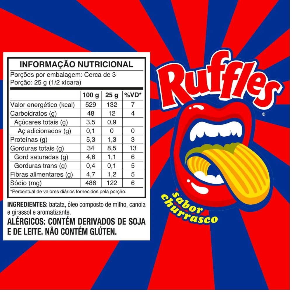 Ruffles Churrasco Wavy Potato Chips, 68 g / 2.4 oz Bag